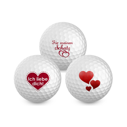 Für Verliebte - Liebesgolfbälle - inkl. Geschenkverpackung für 3 Golfbälle