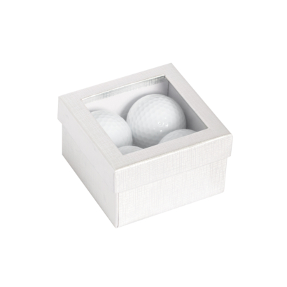 GE24 Geschenkbox Silber mit Fenster  für 1 - 4 Golfbälle