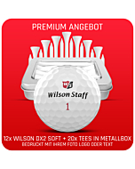 WILSON STAFF DUO SOFT + GOLFBÄLLE 12ER PACK + 20ER TIN OF TEES - INDIVIDUELL BEDRUCKT