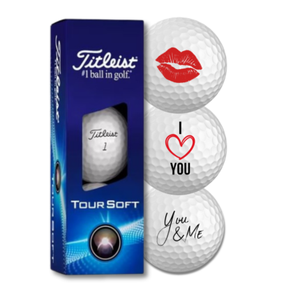 Titleist Tour Soft "I love you" Valentinstag Golfbälle für Verliebte - 3 Stück