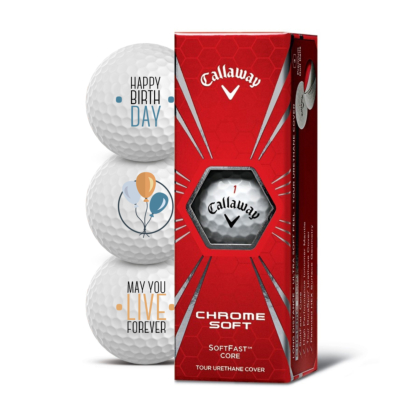 Callaway Chrome Soft Golfbälle 3er Pack Motiv Happy Birthday