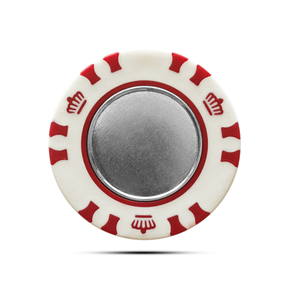 Pokerchip Krone mit magnetischem Metall Ballmarker Individuell Bedruckt Rot