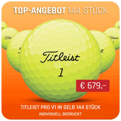 Titleist Pro V1 Golfball Gelb 144 Stk TOP-ANGEBOT- Individuell Bedruckt