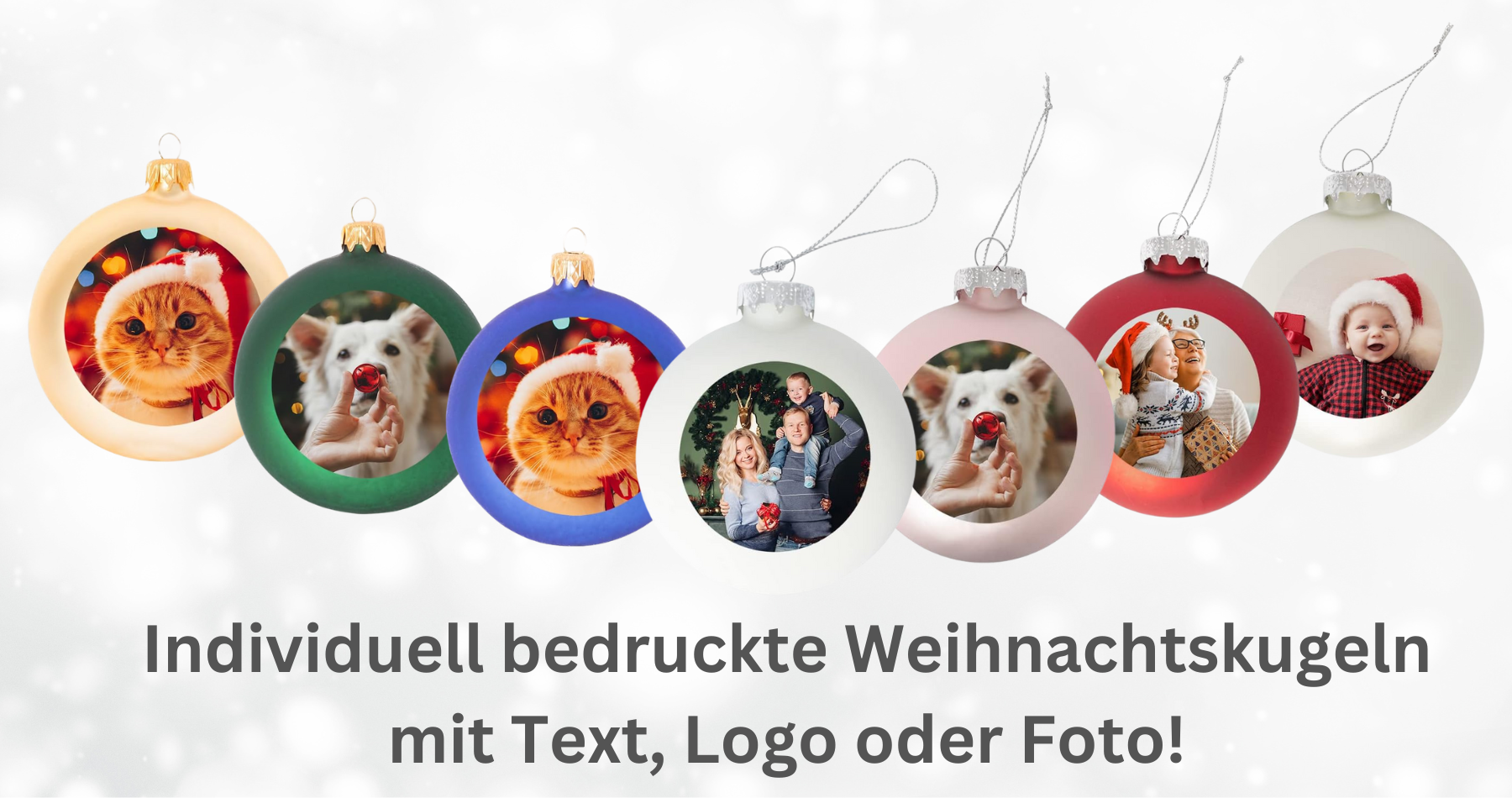 Individuell bedruckte Weihnachtskugeln